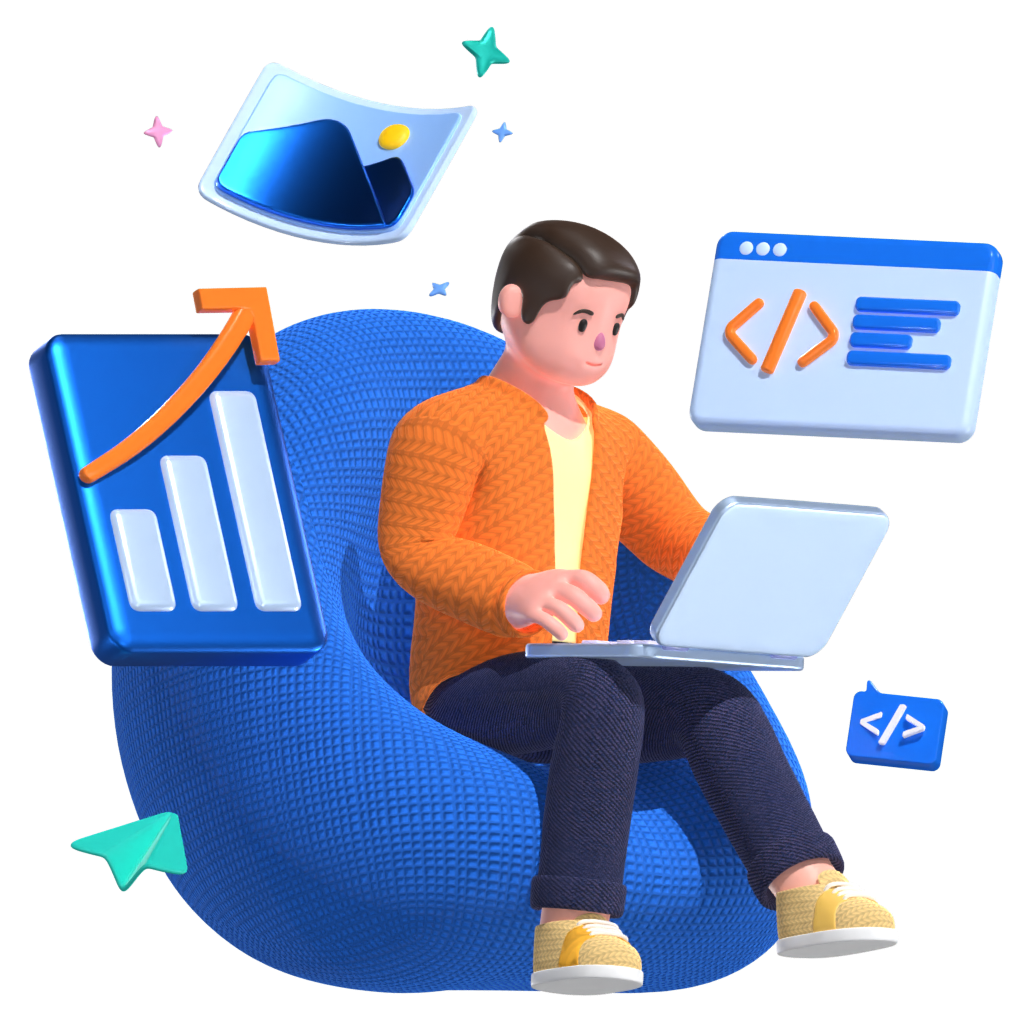 A person doing coding sitting on sofa