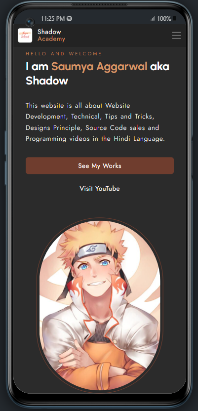 a mobile screen featuring myself